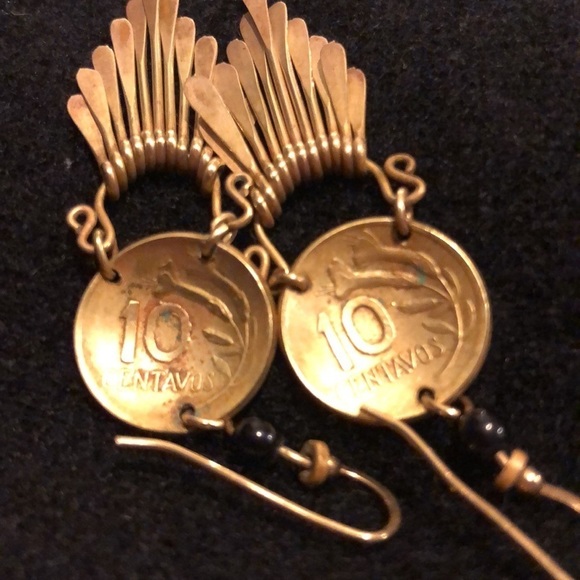 10 centavos Brass coin earrings… just polished - Picture 3 of 7